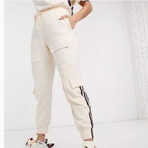 Adidas X Ivy Park Womens Cargo Sweatpants Ecru Tint/Maroon M NWT